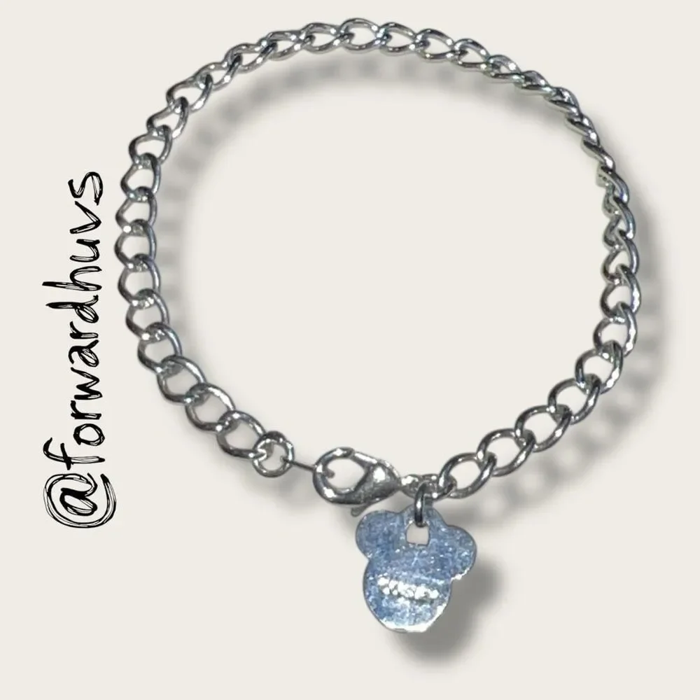 Disney Mickey Mouse Charm Bracelet – Silver Tone – 7”